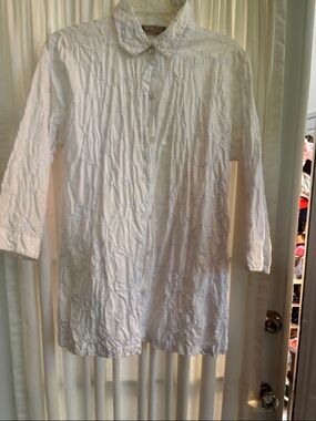 White tunic/ cover up embroidered, long sleeves